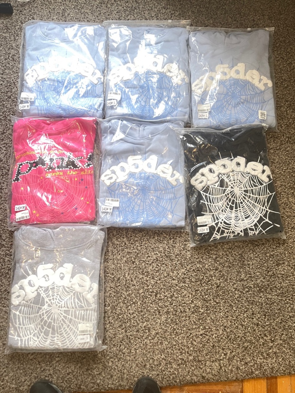 Spider Hoodies - Light Blue, Pink, Black, Gray